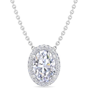 image:imageMartha Stewart 2 14 Carat Lab Grown Diamond Halo Necklace In Sterling Silver Lab Grown Diamond Necklace For WomenOval Shape