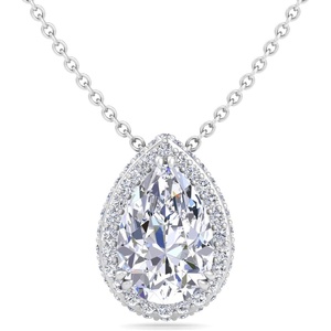 image:imageMartha Stewart 2 14 Carat Lab Grown Diamond Halo Necklace In Sterling Silver Lab Grown Diamond Necklace For WomenPear Shape
