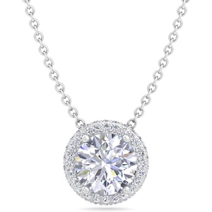 image:imageMartha Stewart 2 14 Carat Lab Grown Diamond Halo Necklace In Sterling Silver Lab Grown Diamond Necklace For WomenRound Shape