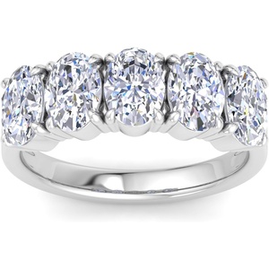 image:imageMartha Stewart 3 Carat Oval Shape Lab Grown Diamond Five Stone Engagement Ring In Sterling Silver
