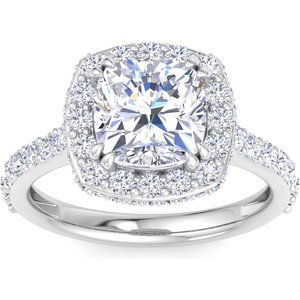 image:imageMartha Stewart 4 Carat Cushion Cut Lab Grown Diamond Hidden Halo Engagement Ring In Sterling Silver
