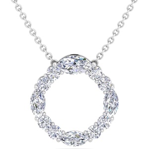 image:imageMartha Stewart 4 Carat Lab Grown Diamond Marquise and Round Circle Necklace In Sterling Silver