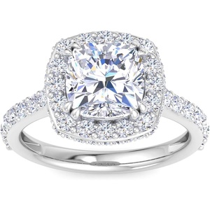 image:imageMartha Stewart 4 Carat Lab Grown Diamond Ring Hidden Halo Diamond Engagement Ring in 14 Karat Goldwhitegold