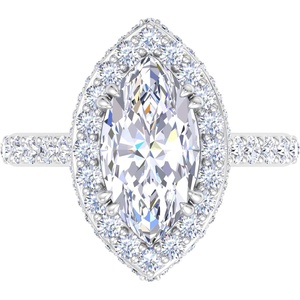 image:imageMartha Stewart 4 Carat Marquise Shape Lab Grown Diamond Hidden Halo Engagement Ring In Sterling Silver