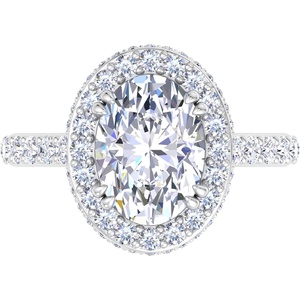 image:imageMartha Stewart 4 Carat Oval Shape Lab Grown Diamond Hidden Halo Engagement Ring In Sterling Silver