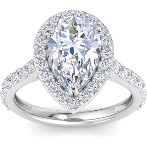 image:imageMartha Stewart 4 Carat Pear Shape Lab Grown Diamond Halo Engagement Ring In Sterling Silver