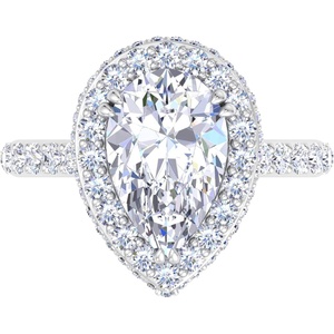 image:imageMartha Stewart 4 Carat Pear Shape Lab Grown Diamond Hidden Halo Engagement Ring In Sterling Silver