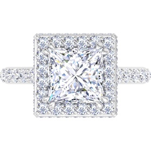 image:imageMartha Stewart 4 Carat Princess Cut Lab Grown Diamond Hidden Halo Engagement Ring In Sterling Silver