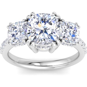 image:imageMartha Stewart 5 12 Carat Cushion Cut Lab Grown Diamond Three Stone Plus Engagement Ring In Sterling Silver