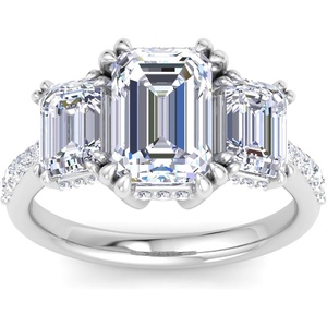 image:imageMartha Stewart 5 12 Carat Emerald Cut Lab Grown Diamond Three Stone Plus Engagement Ring In Sterling Silver