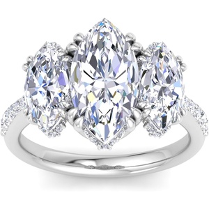 image:imageMartha Stewart 5 12 Carat Marquise Shape Lab Grown Diamond Three Stone Plus Engagement Ring In Sterling Silver