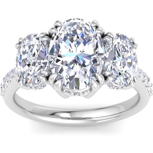 image:imageMartha Stewart 5 12 Carat Oval Shape Lab Grown Diamond Three Stone Plus Engagement Ring In Sterling Silver