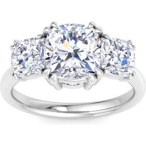 image:imageMartha Stewart 5 Carat Cushion Cut Lab Grown Diamond Three Stone Engagement Ring In Sterling Silver