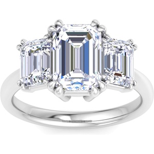image:imageMartha Stewart 5 Carat Emerald Cut Lab Grown Diamond Three Stone Engagement Ring In Sterling Silver