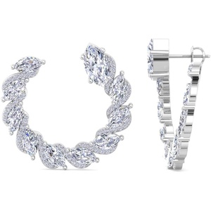 image:imageMartha Stewart 5 Carat Lab Grown Diamond Hoop Earrings Marquise Shape 14K Gold Diamond Hoop Earrings for Womenwhitegold