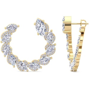 image:imageMartha Stewart 5 Carat Lab Grown Diamond Hoop Earrings Marquise Shape 14K Gold Diamond Hoop Earrings for Womenyellowgold