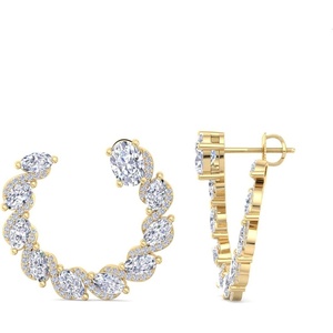 image:imageMartha Stewart 5 Carat Lab Grown Diamond Hoop Earrings Oval Shape 14K Gold Diamond Hoop Earrings for Womenyellowgold