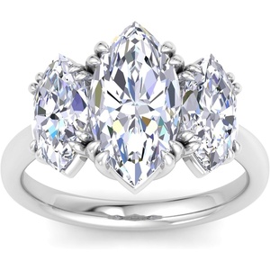 image:imageMartha Stewart 5 Carat Marquise Shape Lab Grown Diamond Three Stone Engagement Ring In Sterling Silver