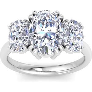 image:imageMartha Stewart 5 Carat Oval Shape Lab Grown Diamond Three Stone Engagement Ring In Sterling Silver