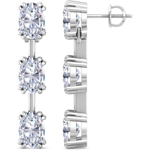 image:imageMartha Stewart Lab Grown Diamond Earrings Drop Style Sterling Silver Fine Jewelry for WomenOval Shape3 Carat