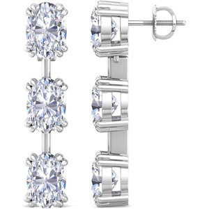 image:imageMartha Stewart Lab Grown Diamond Earrings Drop Style Sterling Silver Fine Jewelry for WomenOval Shape5 Carat