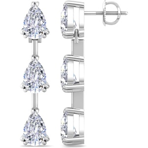 image:imageMartha Stewart Lab Grown Diamond Earrings Drop Style Sterling Silver Fine Jewelry for WomenPear Shape3 Carat