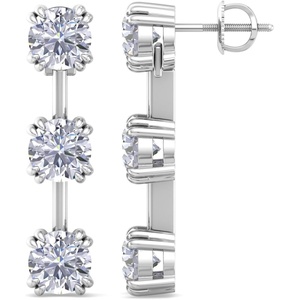 image:imageMartha Stewart Lab Grown Diamond Earrings Drop Style Sterling Silver Fine Jewelry for WomenRound Shape3 Carat