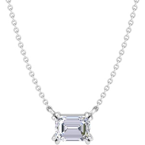 image:imageMartha Stewart Lab Grown Diamond Solitaire Necklace In Sterling Silver Emerald Heart Pear or Round ShapeEmerald Cut1 Carat