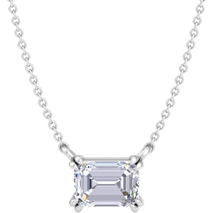 image:imageMartha Stewart Lab Grown Diamond Solitaire Necklace In Sterling Silver Emerald Heart Pear or Round ShapeEmerald Cut2 Carat