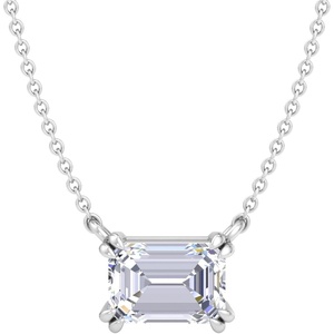 image:imageMartha Stewart Lab Grown Diamond Solitaire Necklace In Sterling Silver Emerald Heart Pear or Round ShapeEmerald Cut3 Carat