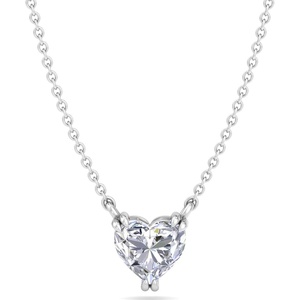 image:imageMartha Stewart Lab Grown Diamond Solitaire Necklace In Sterling Silver Emerald Heart Pear or Round ShapeHeart Shape1 Carat