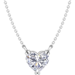 image:imageMartha Stewart Lab Grown Diamond Solitaire Necklace In Sterling Silver Emerald Heart Pear or Round ShapeHeart Shape2 Carat
