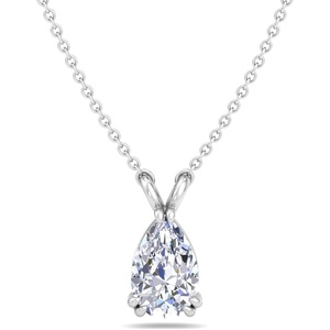 image:imageMartha Stewart Lab Grown Diamond Solitaire Necklace In Sterling Silver Emerald Heart Pear or Round ShapePear Shape1 Carat