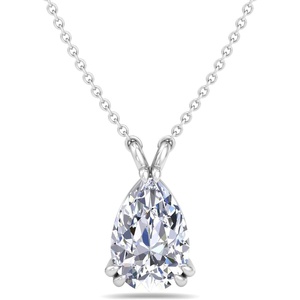 image:imageMartha Stewart Lab Grown Diamond Solitaire Necklace In Sterling Silver Emerald Heart Pear or Round ShapePear Shape2 Carat