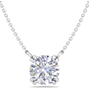 image:imageMartha Stewart Lab Grown Diamond Solitaire Necklace In Sterling Silver Emerald Heart Pear or Round ShapeRound Shape3 Carat