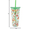image:imageMartha Stewart Double Wall Tumbler with Lid and Reusable Straw Floral Plastic Cup Insulated Travel Cup Holds 24 Ounces Joyful BloomsFloral Cloud Dancer