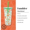 image:imageMartha Stewart Double Wall Tumbler with Lid and Reusable Straw Floral Plastic Cup Insulated Travel Cup Holds 24 Ounces Joyful BloomsFloral Cloud Dancer