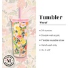 image:imageMartha Stewart Double Wall Tumbler with Lid and Reusable Straw Floral Plastic Cup Insulated Travel Cup Holds 24 Ounces Joyful BloomsJoyful Blooms