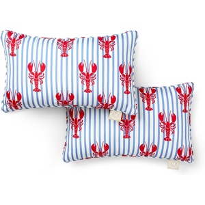 image:imageMartha Stewart Americana Embroidered Lobster Indoor Outdoor Decorative Pillow 2Pack Set UV Fade Resistant Water Repellent Coastal Design BlueRed 18x18RedBlue