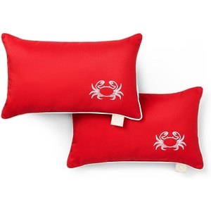 image:imageMartha Stewart Americana Embroidered Lobster Indoor Outdoor Decorative Pillow 2Pack Set UV Fade Resistant Water Repellent Coastal Design BlueRed 18x18Crab RedWhite