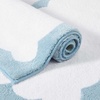 image:imageMartha Stewart  Bath Rug Plush 100 YarnDye Knit Rug Soft Cushioned Feel Bathroom Rug with SkidResistant Latex Rubber Backing Skylands Border LinenWhite 60 x 22Bedford Scallop WhiteBlue Bell