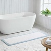 image:imageMartha Stewart  Bath Rug Plush 100 YarnDye Knit Rug Soft Cushioned Feel Bathroom Rug with SkidResistant Latex Rubber Backing Skylands Border LinenWhite 60 x 22Bedford Scallop WhiteBlue Bell