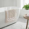 image:imageMartha Stewart  Bath Rug Plush 100 YarnDye Knit Rug Soft Cushioned Feel Bathroom Rug with SkidResistant Latex Rubber Backing Skylands Border LinenWhite 60 x 22Skylands Border LinenWhite