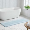 image:imageMartha Stewart  Bath Rug Plush 100 YarnDye Knit Rug Soft Cushioned Feel Bathroom Rug with SkidResistant Latex Rubber Backing Skylands Border LinenWhite 60 x 22Skylands Border Blue BellWhite
