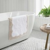 image:imageMartha Stewart  Bath Rug Plush 100 YarnDye Knit Rug Soft Cushioned Feel Bathroom Rug with SkidResistant Latex Rubber Backing Skylands Border LinenWhite 60 x 22Bedford Scallop WhiteLinen