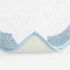 image:imageMartha Stewart  Bath Rug Plush 100 YarnDye Knit Rug Soft Cushioned Feel Bathroom Rug with SkidResistant Latex Rubber Backing Skylands Border LinenWhite 60 x 22Bedford Scallop WhiteBlue Bell