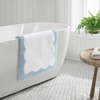 image:imageMartha Stewart  Bath Rug Plush 100 YarnDye Knit Rug Soft Cushioned Feel Bathroom Rug with SkidResistant Latex Rubber Backing Skylands Border LinenWhite 60 x 22Bedford Scallop WhiteBlue Bell