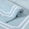 image:imageMartha Stewart  Bath Rug Plush 100 YarnDye Knit Rug Soft Cushioned Feel Bathroom Rug with SkidResistant Latex Rubber Backing Skylands Border LinenWhite 60 x 22Skylands Border Blue BellWhite