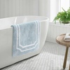 image:imageMartha Stewart  Bath Rug Plush 100 YarnDye Knit Rug Soft Cushioned Feel Bathroom Rug with SkidResistant Latex Rubber Backing Skylands Border LinenWhite 60 x 22Skylands Border Blue BellWhite
