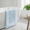 image:imageMartha Stewart  Bath Rug Plush 100 YarnDye Knit Rug Soft Cushioned Feel Bathroom Rug with SkidResistant Latex Rubber Backing Skylands Border LinenWhite 60 x 22Skylands Border Blue BellWhite